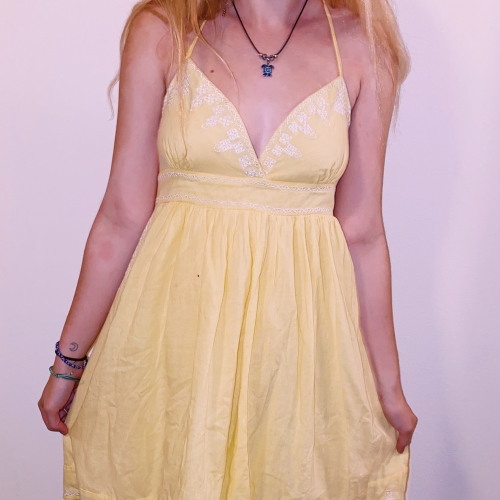 Yellow halter sundress